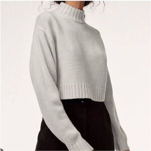 Aritzia Wilfred Free Womens Harper Knit 100% Merino Wool Turtleneck Crop Sweater